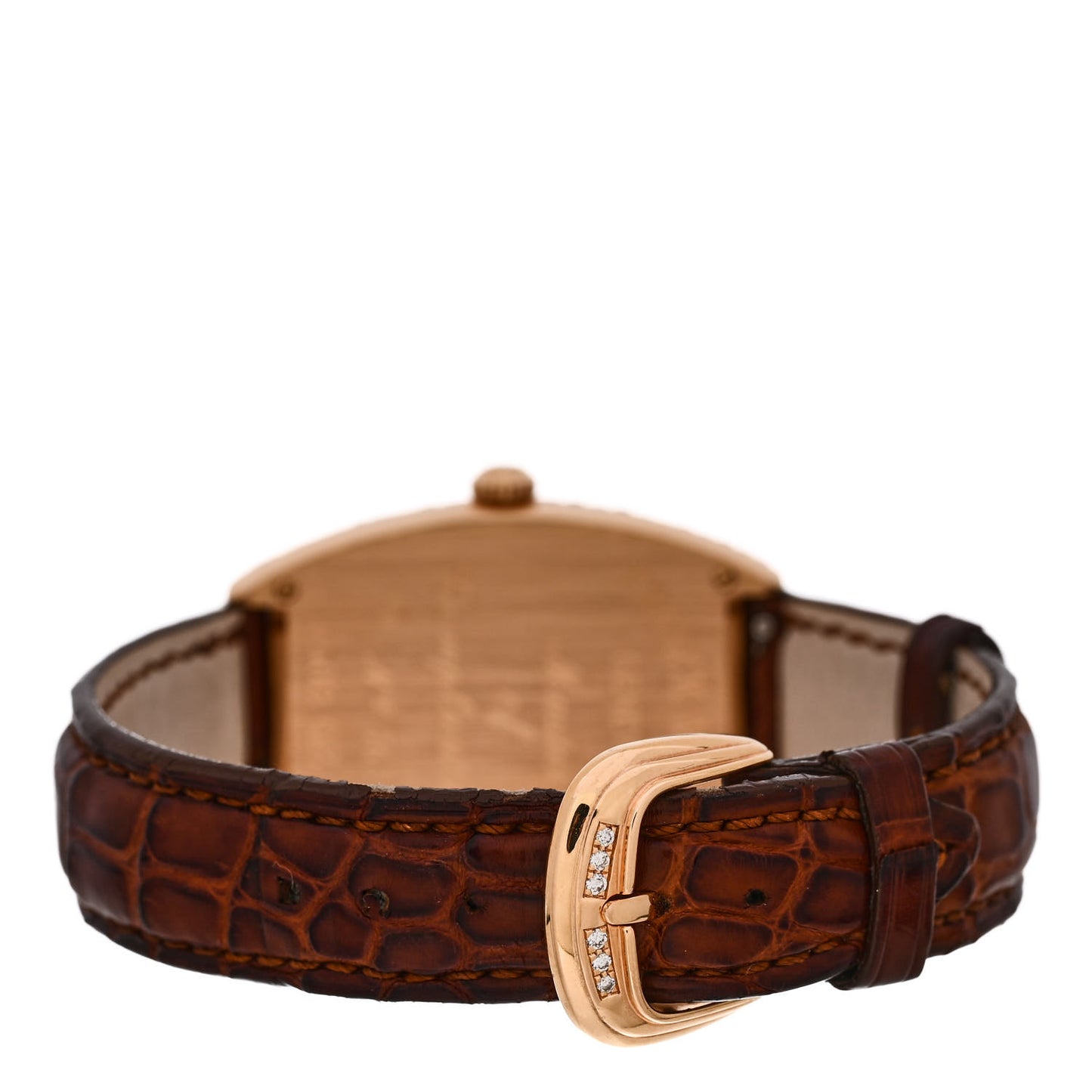 18K Yellow Gold Alligator Diamond Bezel 29mm Cintree Curvex Quartz Watch 7502QZD