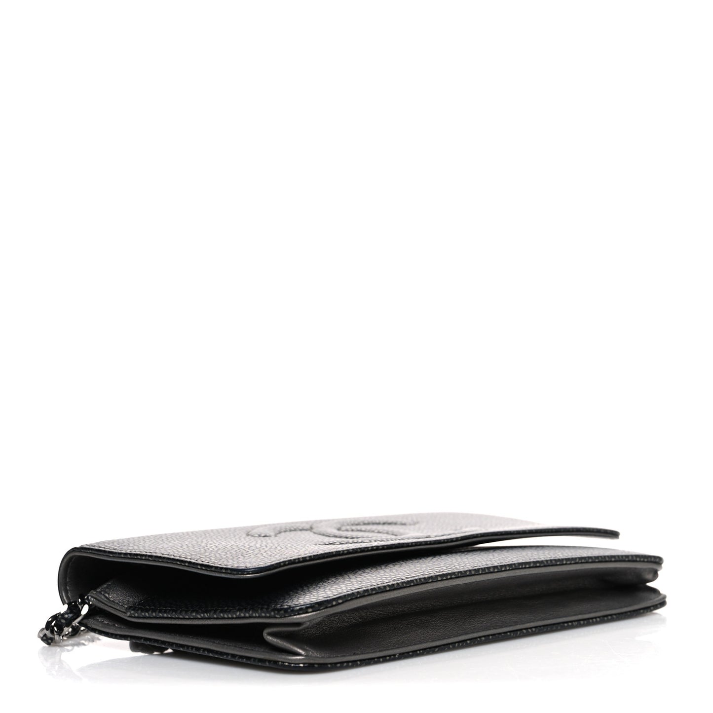 Metallic Caviar Timeless CC Wallet On Chain WOC Grey