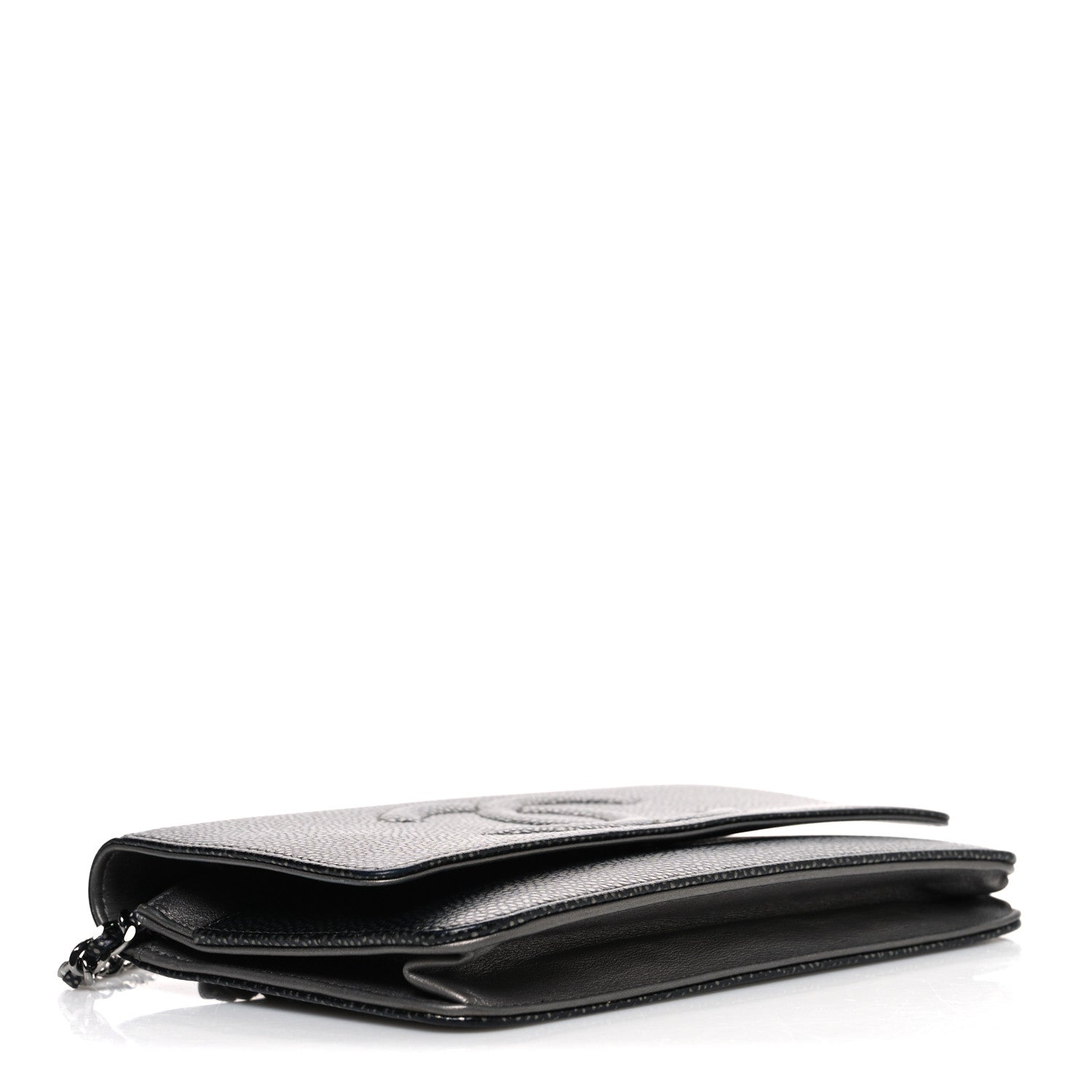 Chanel Metallic Caviar Timeless CC Wallet On Chain WOC Grey 4 of 12
