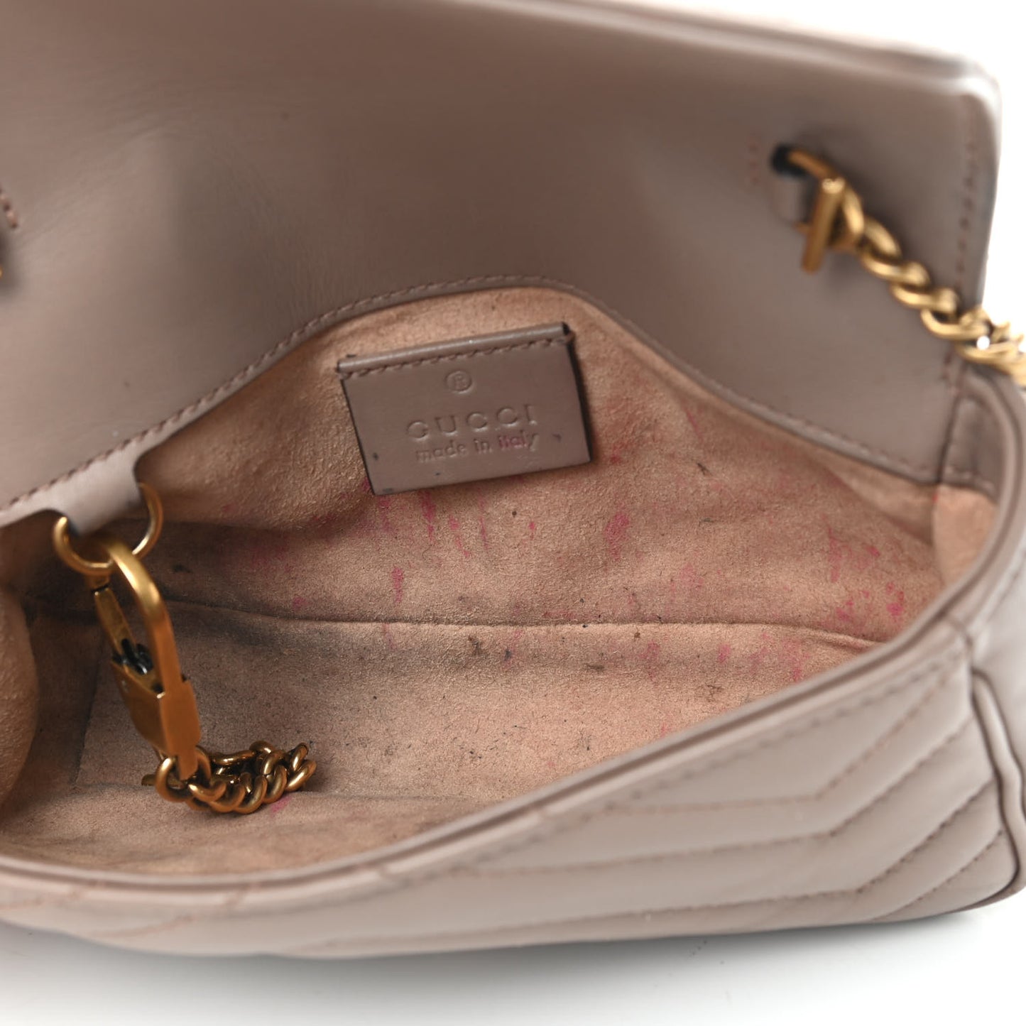 Calfskin Matelasse Super Mini GG Marmont Shoulder Bag Porcelain Rose