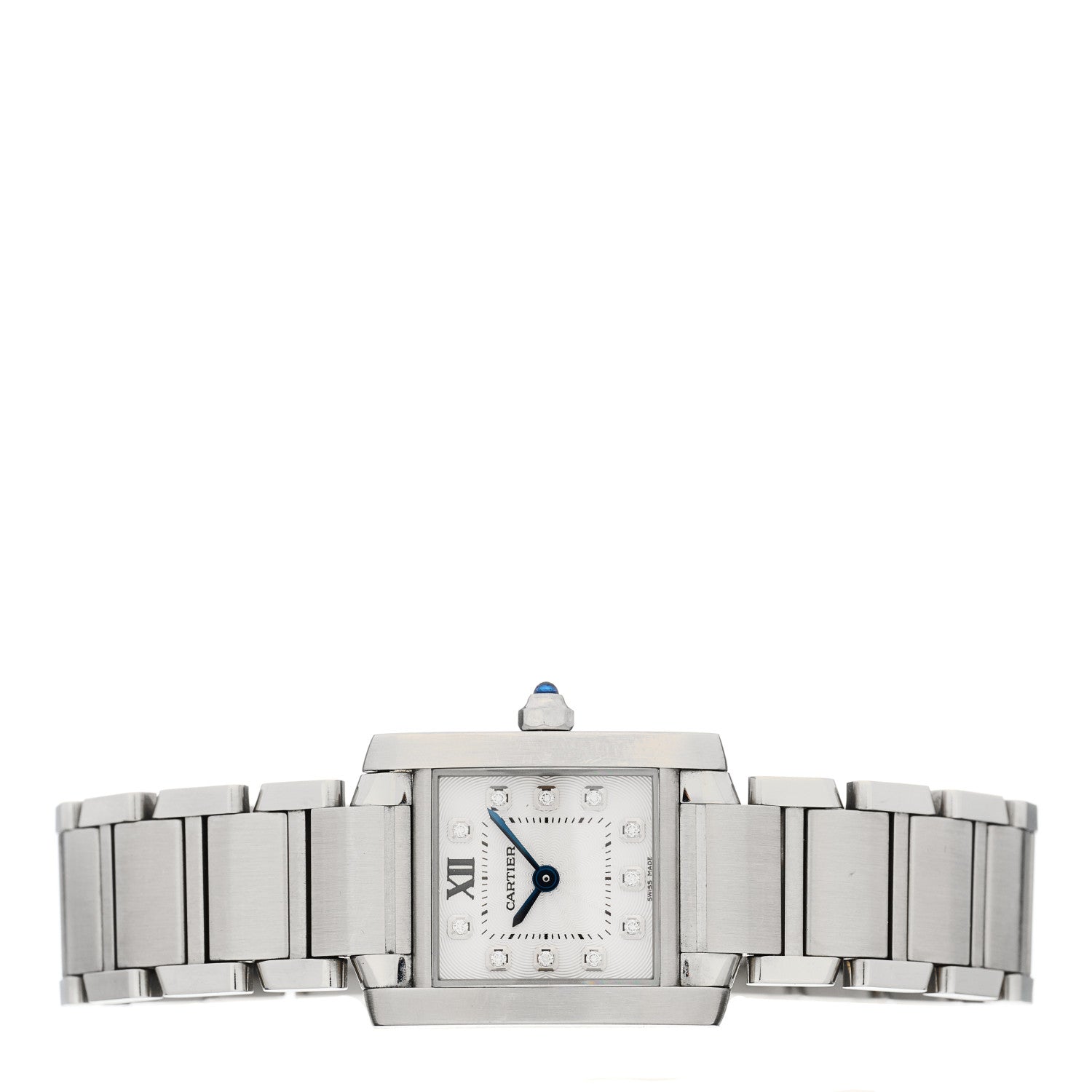 Cartier Stainless Steel Diamond 20mm Tank Francaise Quartz Watch 2 of 5