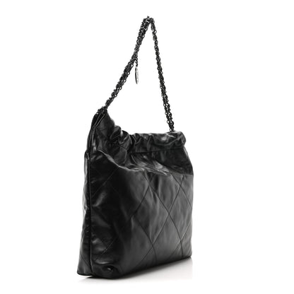 Chanel Shiny Calfskin Quilted Small Chanel 22 So Black 4 of 11