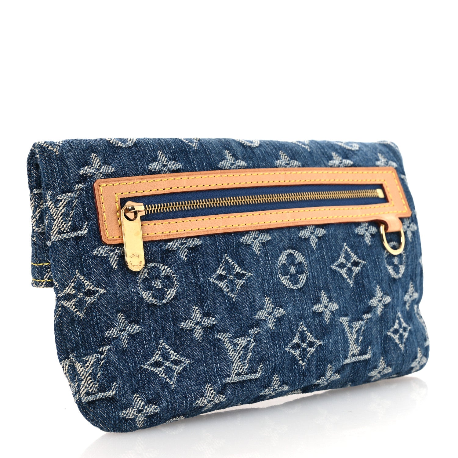 Louis Vuitton Monogram Denim Pochette Plat Clutch Blue 3 of 11
