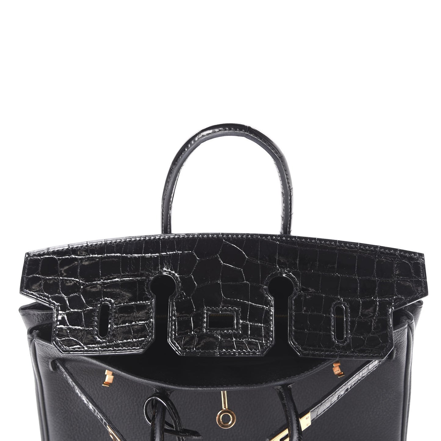 Taurillon Novillo Shiny Niloticus Crocodile Birkin Touch 25 Black