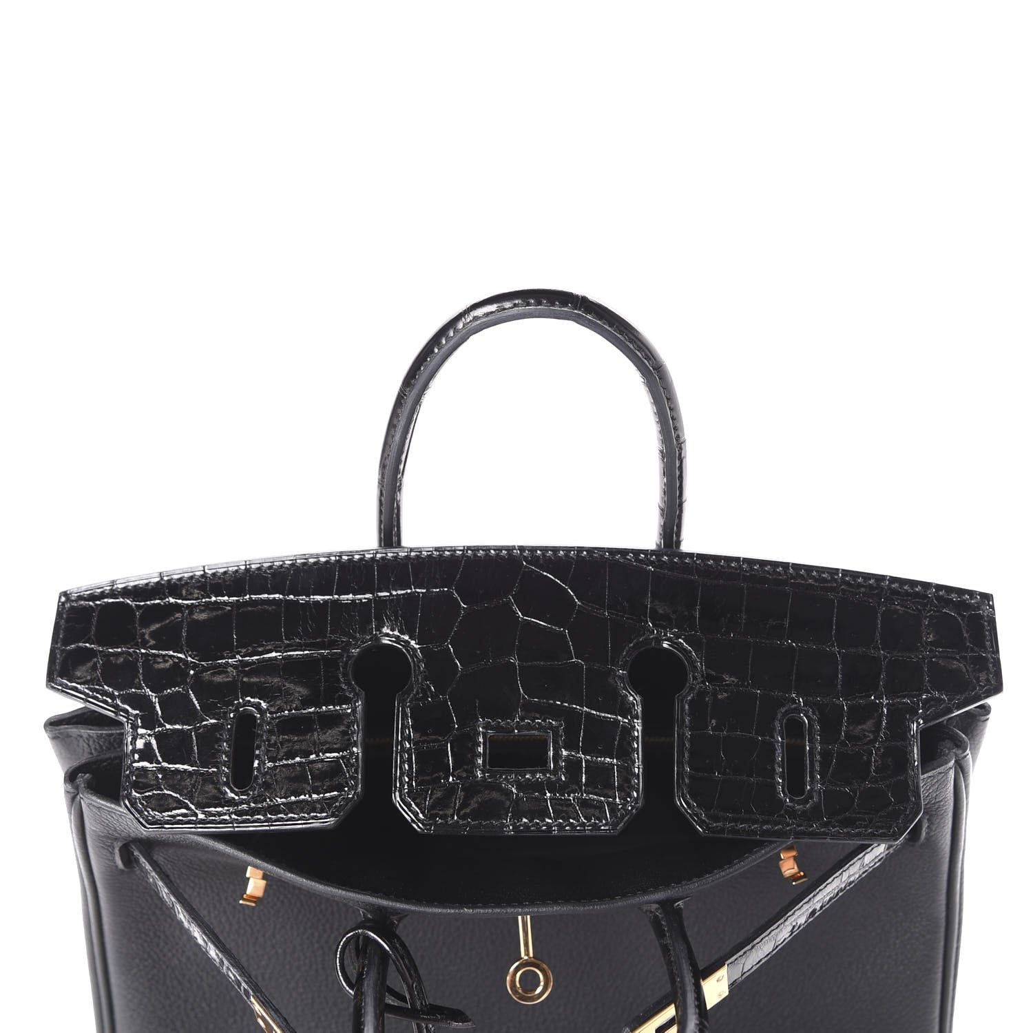 Hermes Taurillon Novillo Shiny Niloticus Crocodile Birkin Touch 25 Black 16 of 37