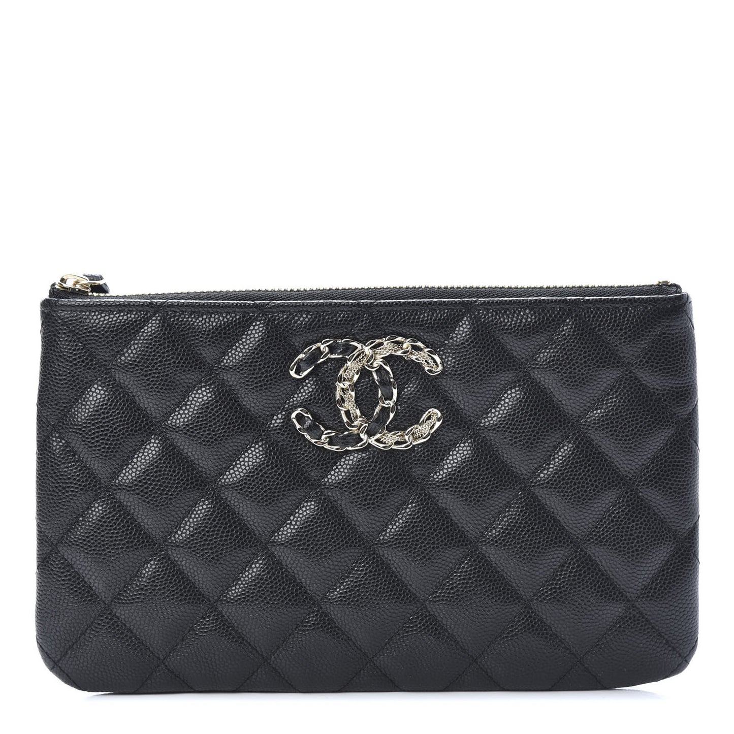 Caviar Quilted French New Wave Small CC Pouch Black