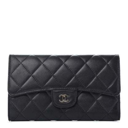 Chanel Lambskin Quilted Large Flap Wallet Black 1 of 7