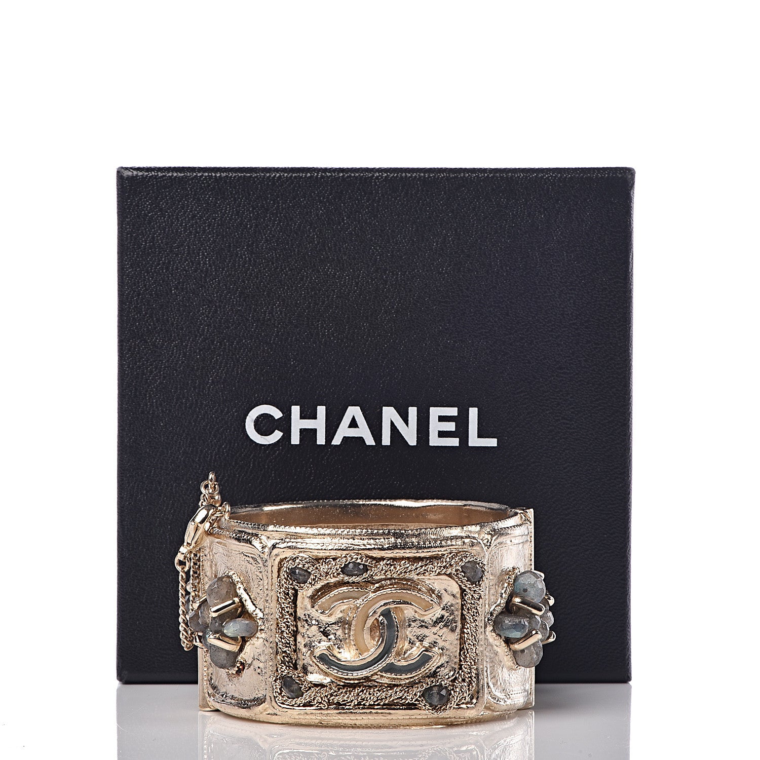 Chanel Crystal Enamel CC Cuff Gold 4 of 4
