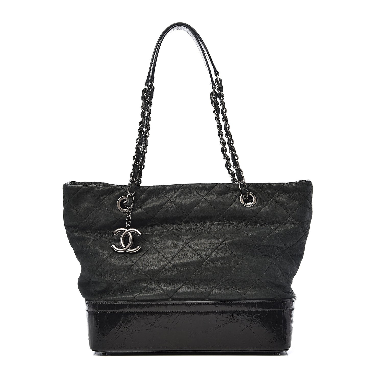 Iridescent Calfskin Quilted Large VIP Tote Black