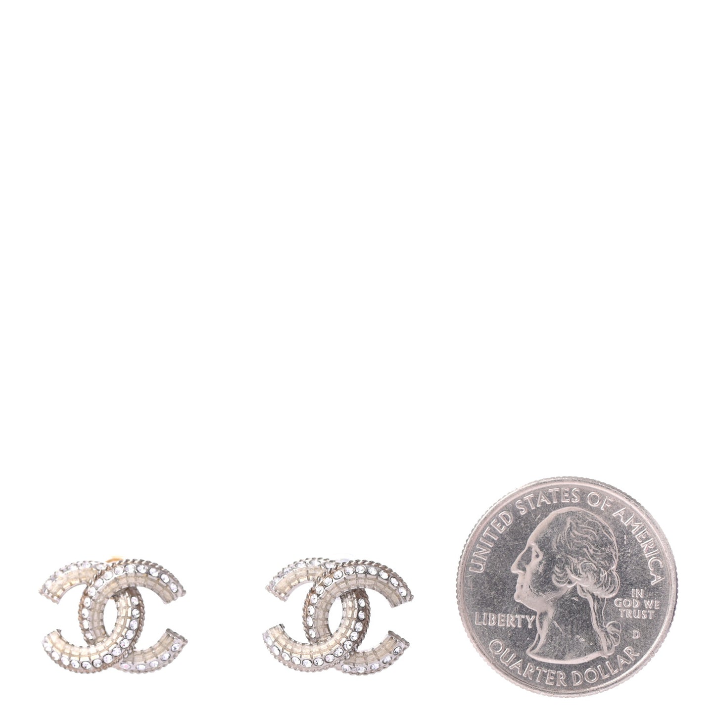 Baguette Crystal CC Earrings Silver