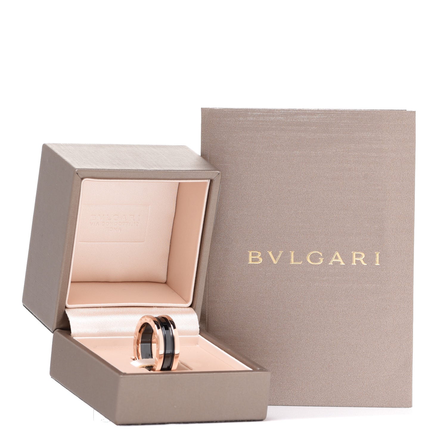 Bulgari 18K Rose Gold Black Ceramic B.Zero1 Two-Band Ring 57 8 6 of 6