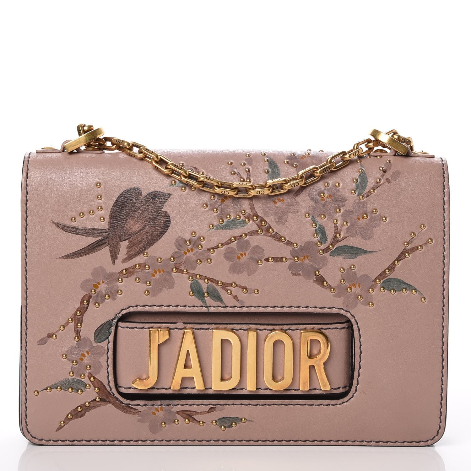Christian Dior Calfskin Painted Studded Jardin Japonais J'Adior Chain Flap Bag Nude 1 of 12
