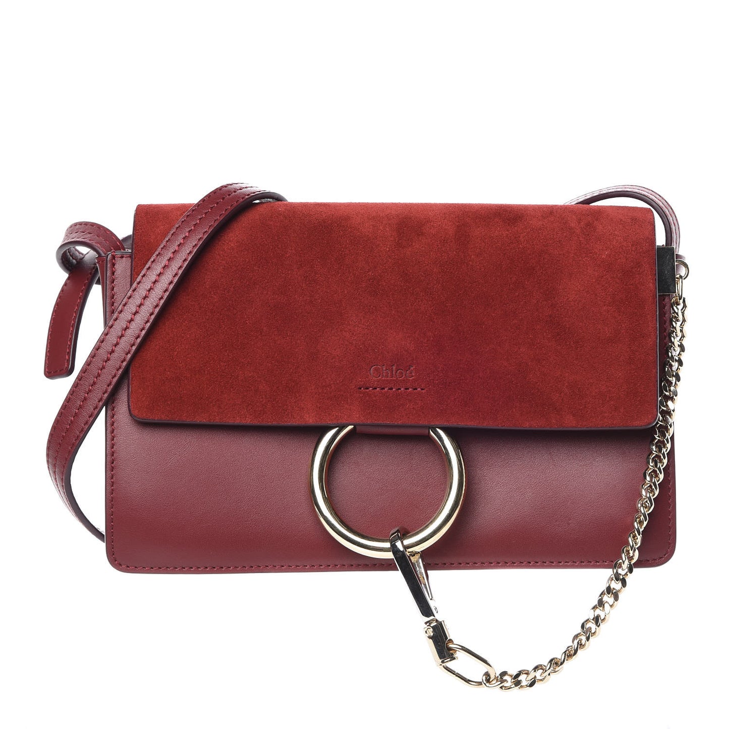 Suede Calfskin Small Faye Shoulder Bag Plum Purple