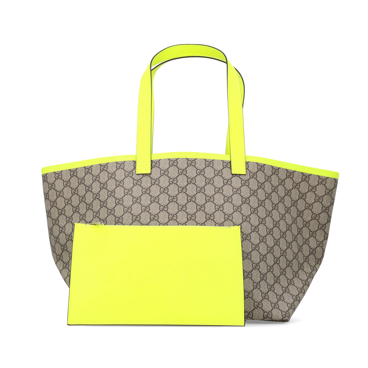 Gucci GG Supreme Monogram Totissima Shopping Tote Ebony Beige Yellow 3 of 10