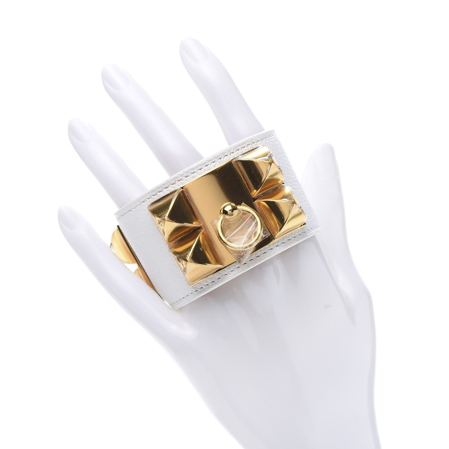 Hermes Epsom Collier de Chien CDC Bracelet S White 2 of 9