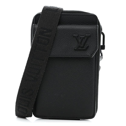 Louis Vuitton Grained Calfskin Aerogram Phone Pouch Black 1 of 11