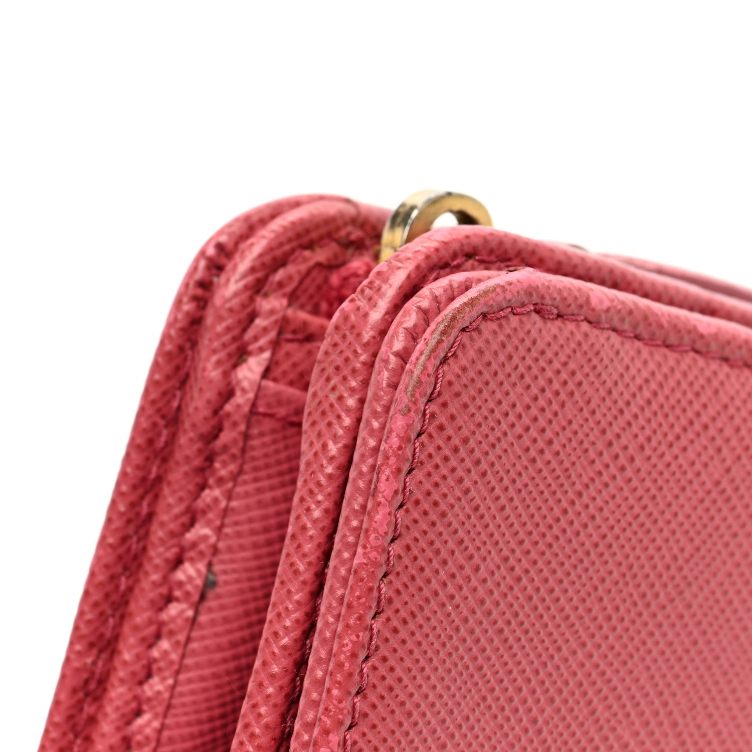Prada Saffiano Metal Compact Wallet Peonia 7 of 7