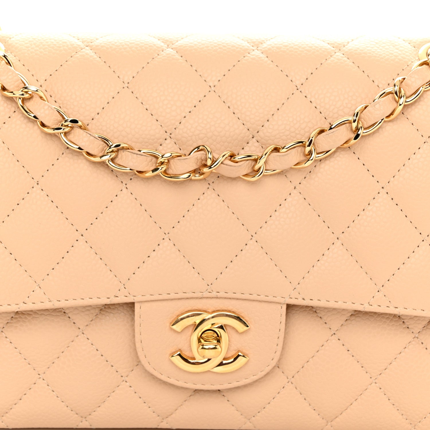 Chanel Caviar Quilted Medium Double Flap Beige 8 of 10