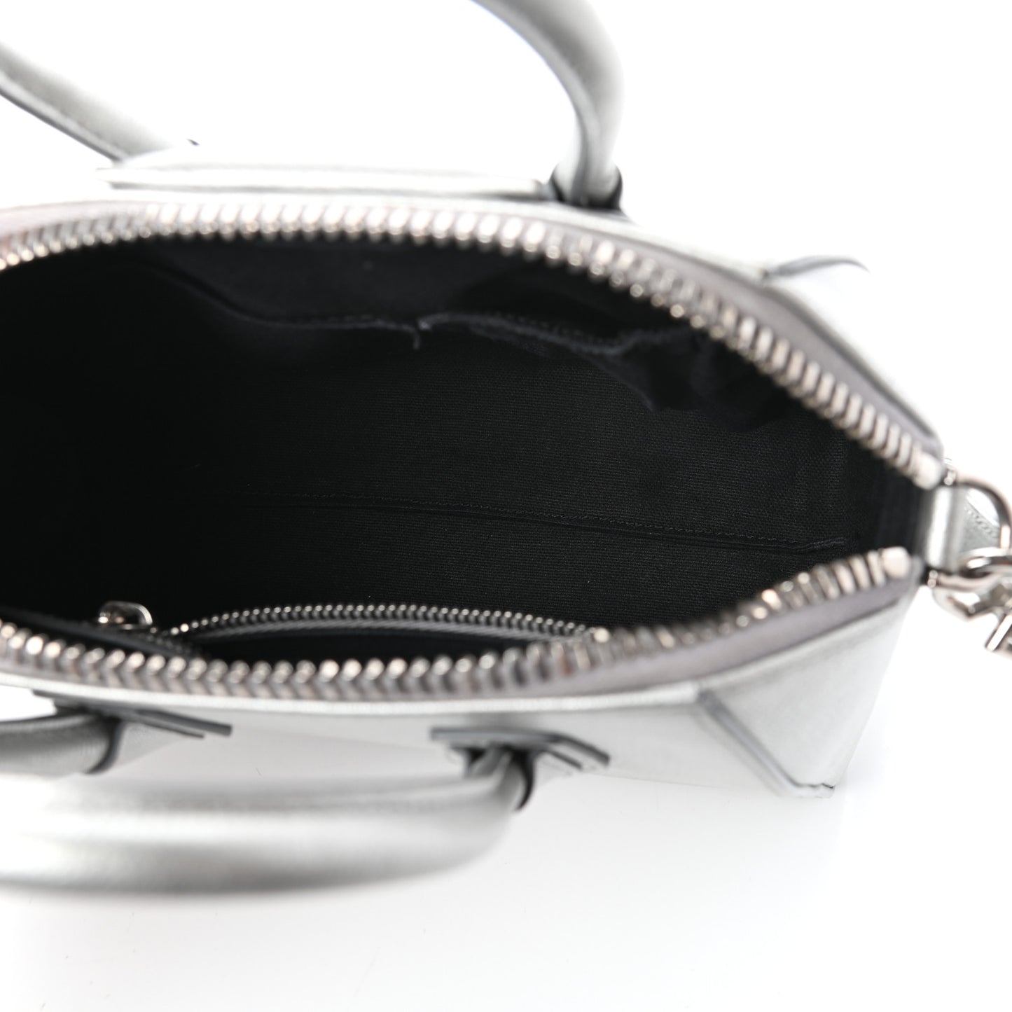 Metallic Sugar Goatskin Mini Antigona Silver