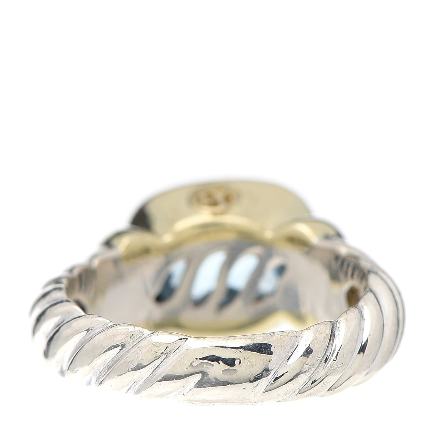 Sterling Silver 14K Yellow Gold Blue Topaz 10mm Noblesse Ring 52 6