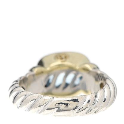 David Yurman Sterling Silver 14K Yellow Gold Blue Topaz 10mm Noblesse Ring 52 6 3 of 4