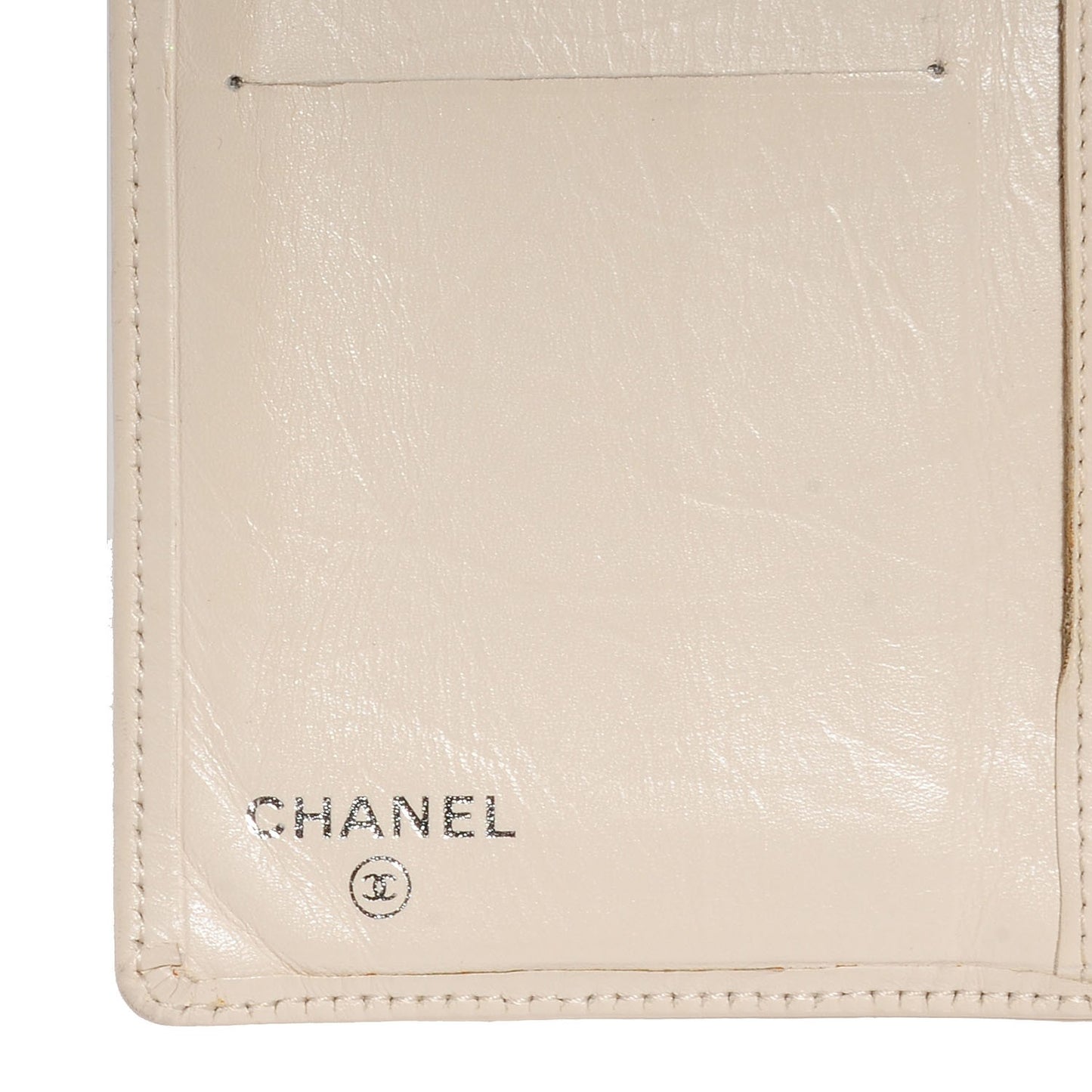 Calfskin Quilted Cambon Yen Wallet Beige
