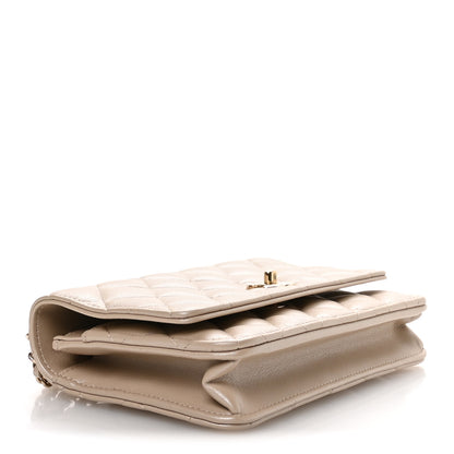 Chanel Pearly Lambskin Quilted Charms Wallet On Chain WOC Beige 4 of 12