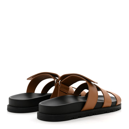 Hermes Calfskin Womens Chypre Sandals 37.5 Gold 4 of 8