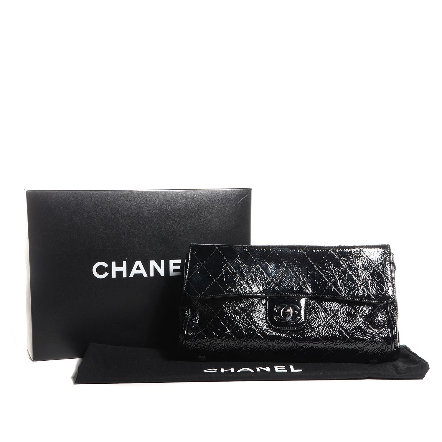 Chanel Patent Quilted Ritz Flap Bag Black 9 of 9