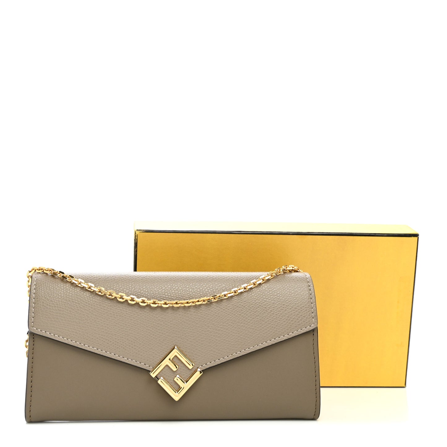 Vitello King Cruise FF Diamonds Continental Envelope Wallet On Chain Gianduia