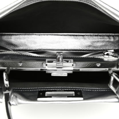 Fendi Vitello Catalan Mirror Medium Peekaboo Iconic Satchel Argento 6 of 14