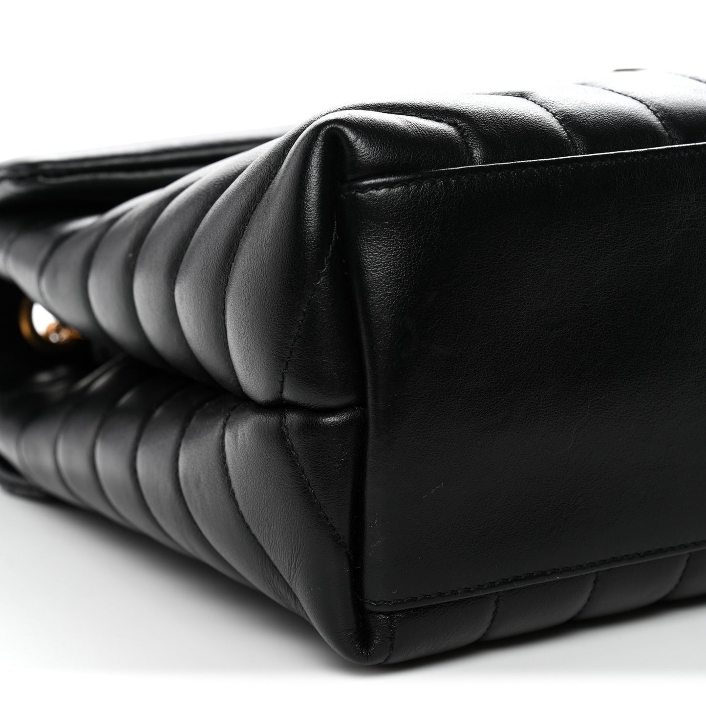 Calfskin Y Quilted Monogram Medium Loulou Chain Satchel Black