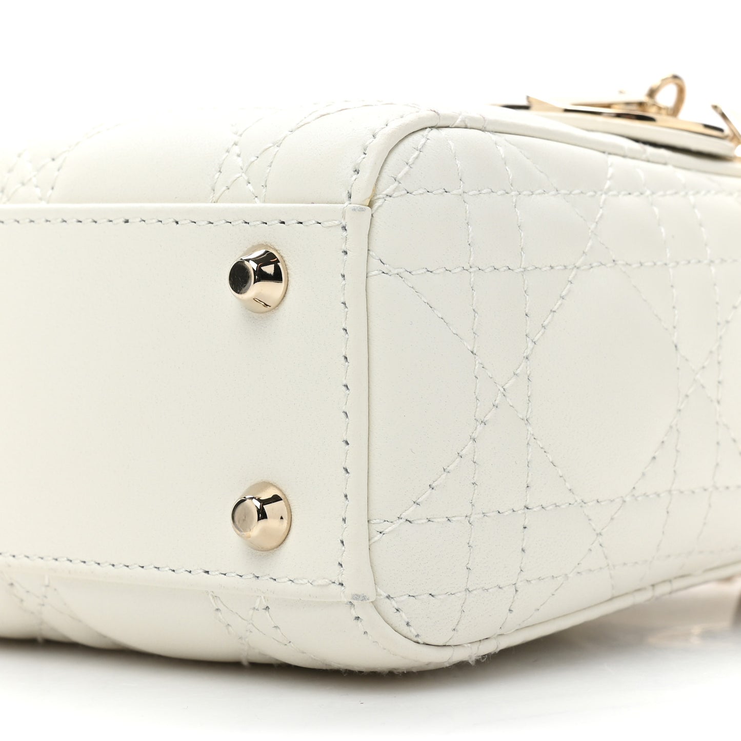 Lambskin Cannage Mini Lady Dior White