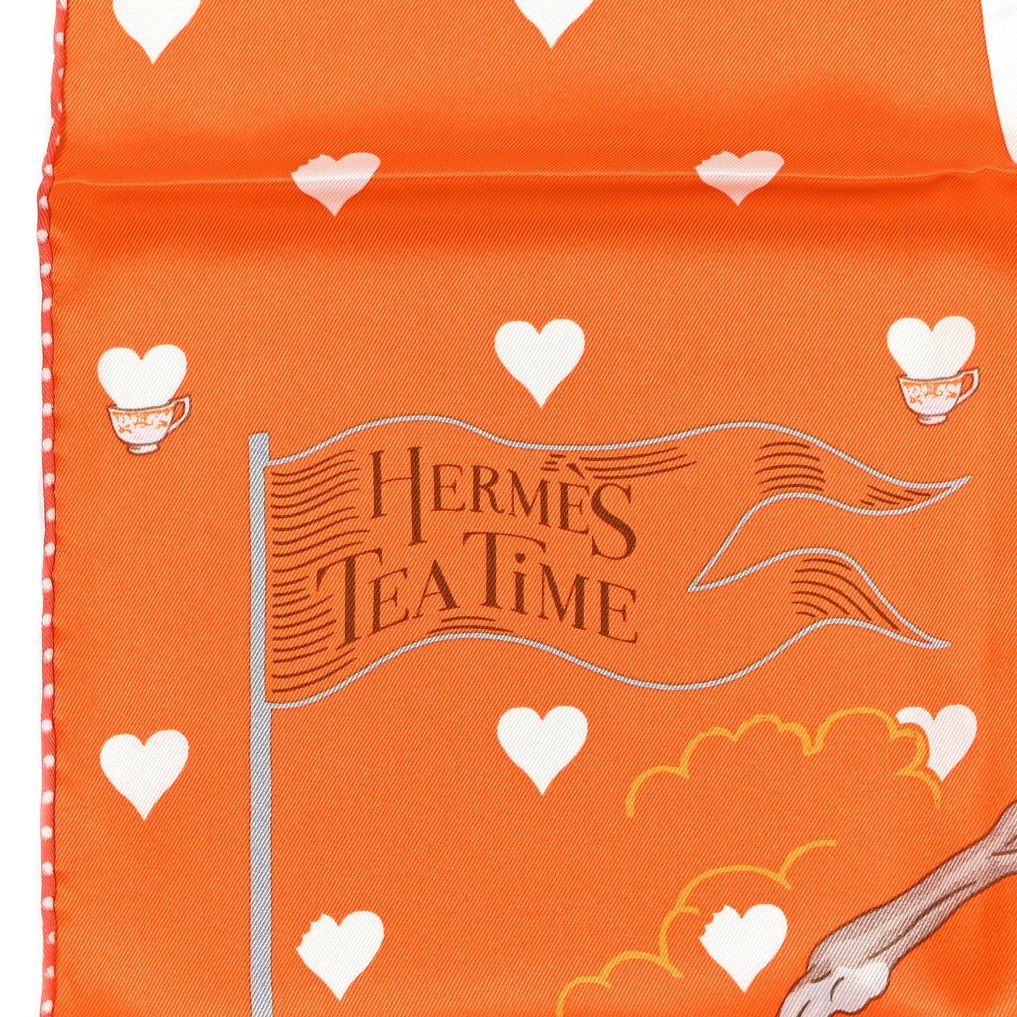 Silk Tea Time Scarf 70 Orange Gris White
