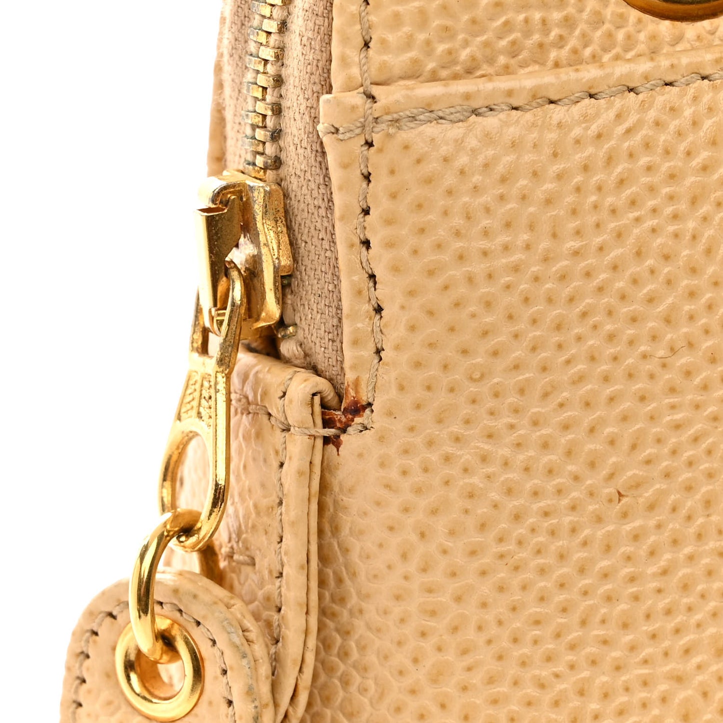 Caviar Logo Shoulder Bag Beige