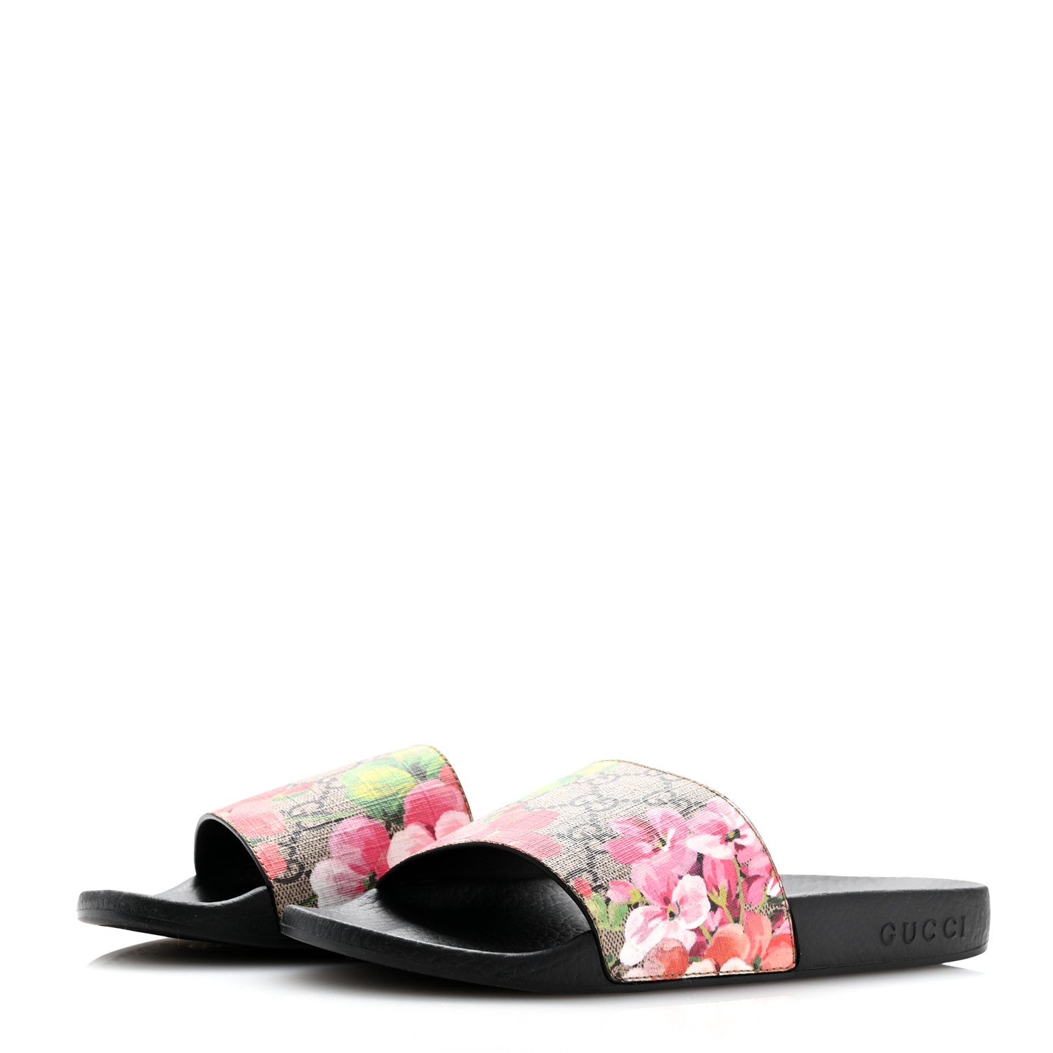 Gucci GG Supreme Monogram Blooms Slide Sandals 36 Beige Multicolor 4 of 11