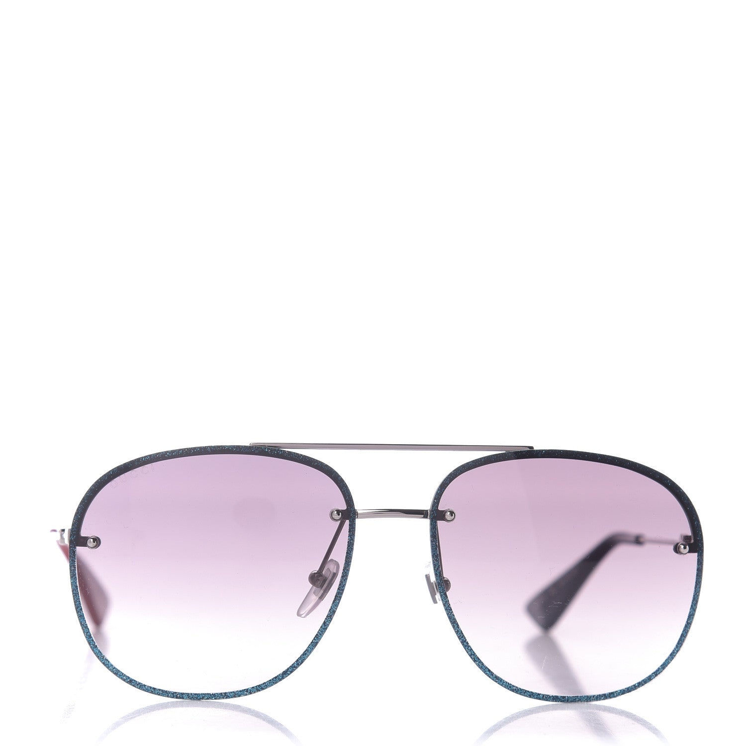 Gucci Metal Glitter Aviator Sunglasses G0227S Blue Silver 2 of 8