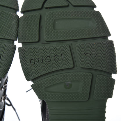 Gucci X SEGA Mesh Suede Calfskin Mens Flashtrek Sneakers 10 Loess Black Olive Green 6 of 8