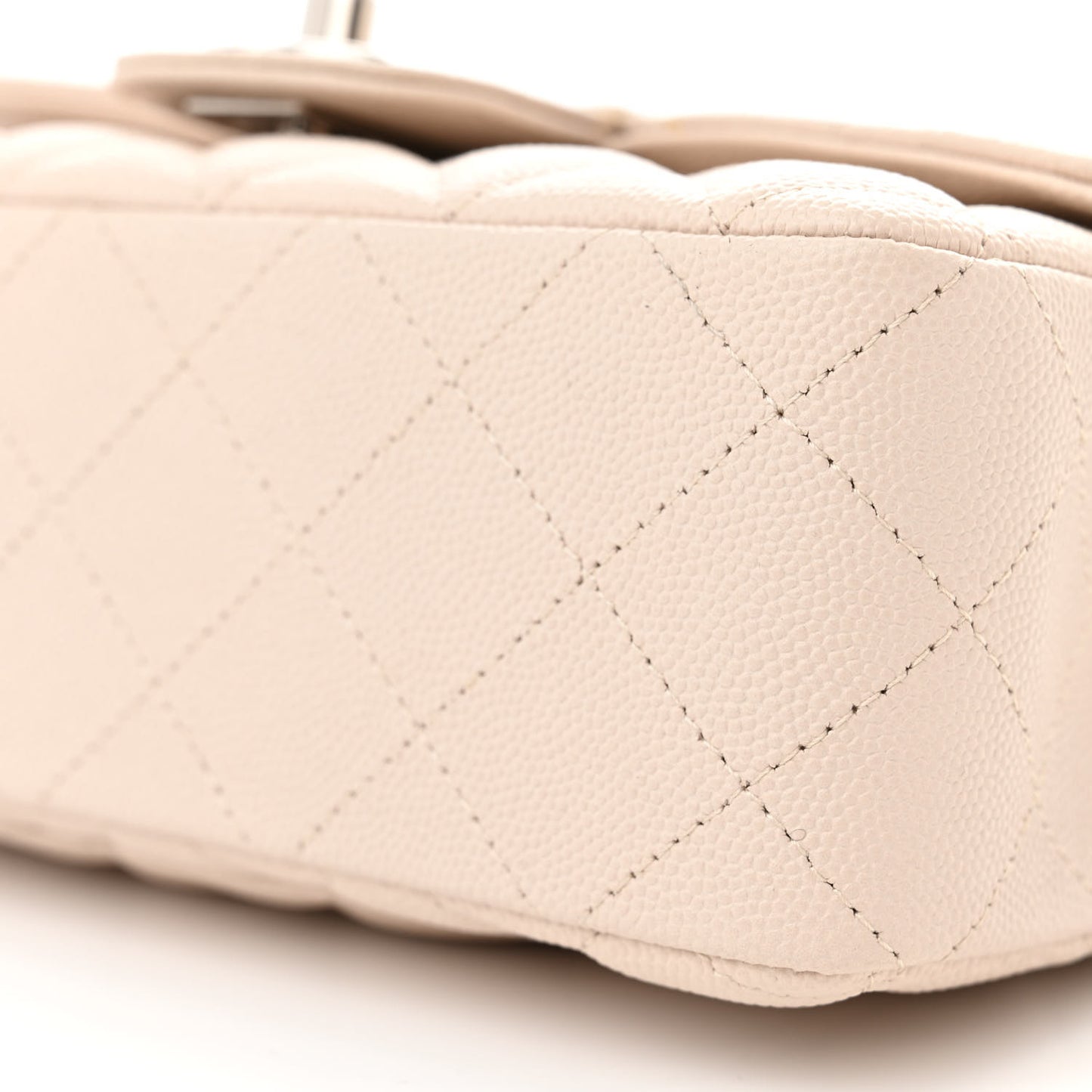Caviar Quilted Mini Rectangular Flap Light Beige