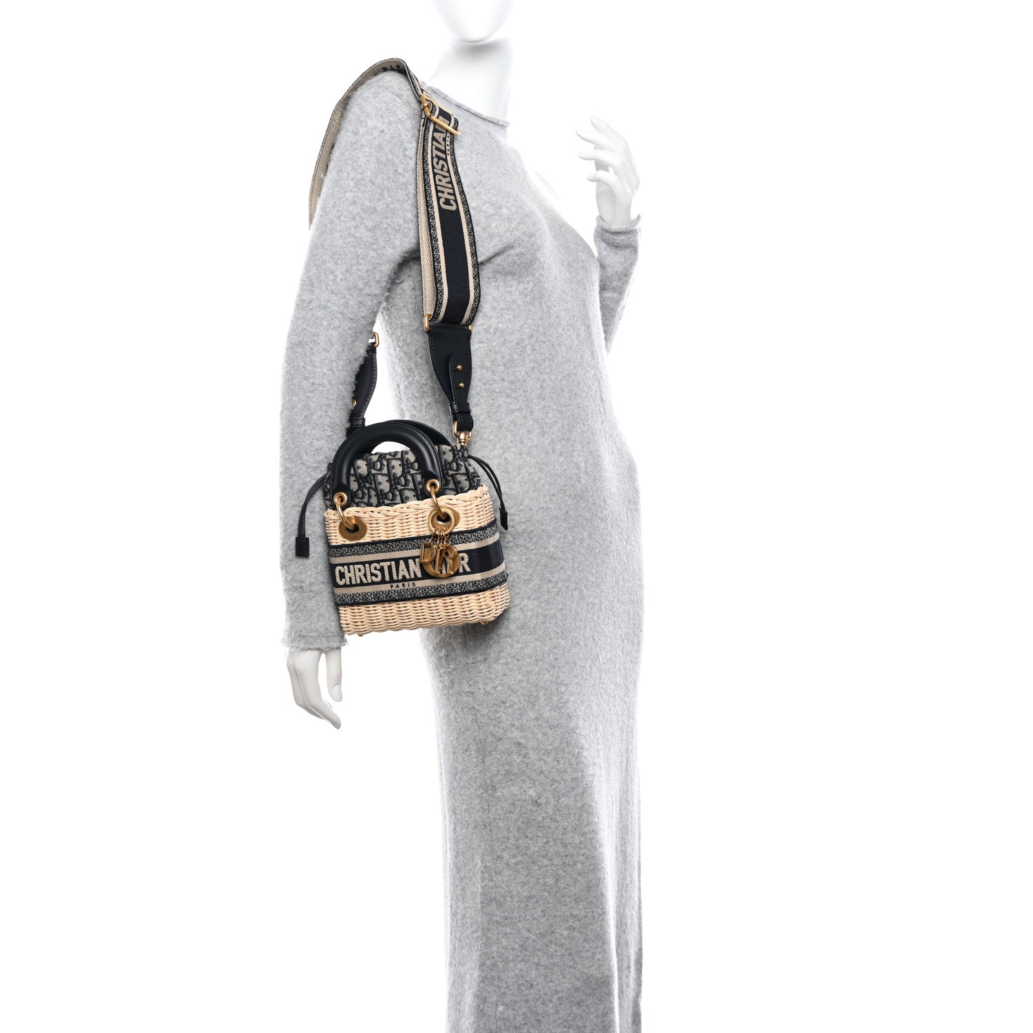 Christian Dior Wicker Oblique Mini Lady Dior Bag Blue 2 of 9