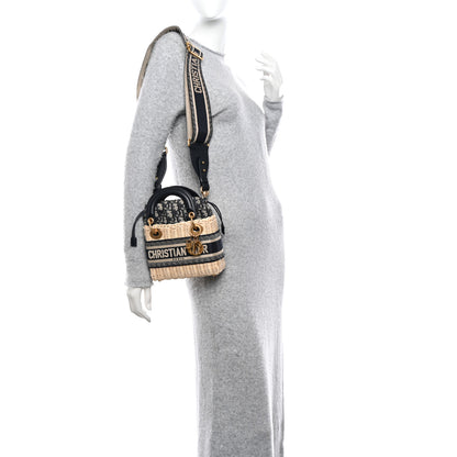 Christian Dior Wicker Oblique Mini Lady Dior Bag Blue 2 of 9