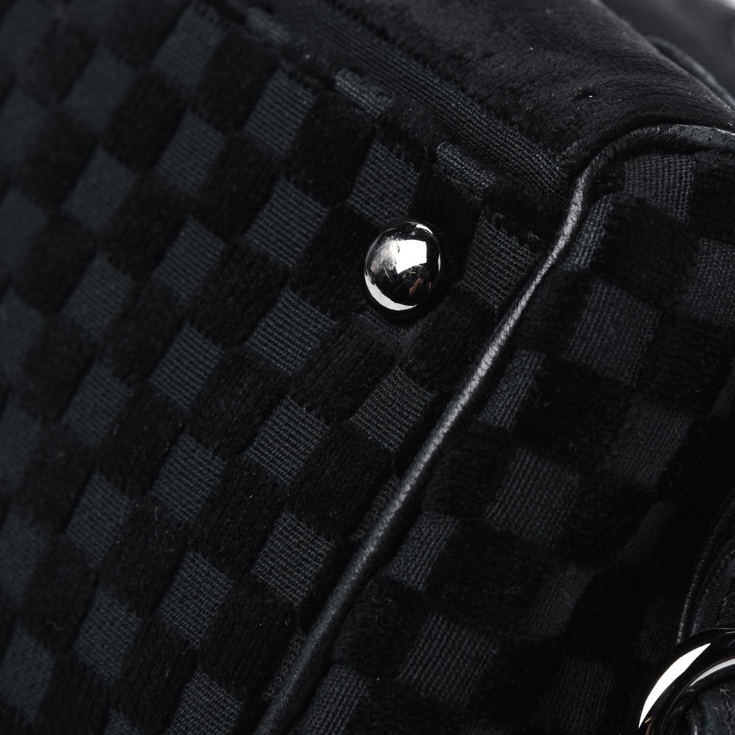 Velvet Checkered Flap Bag Black
