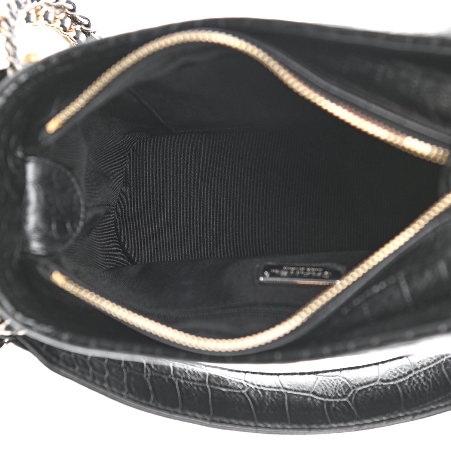 Chanel Calfskin Crocodile Embossed Small Gabrielle Cocodile Hobo Black 5 of 11