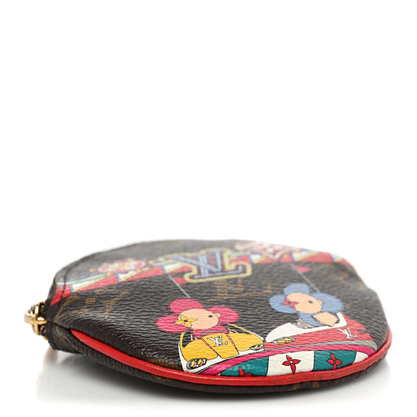 Monogram 2020 Christmas Animation Bumper Cars Round Coin Purse Coquelicot