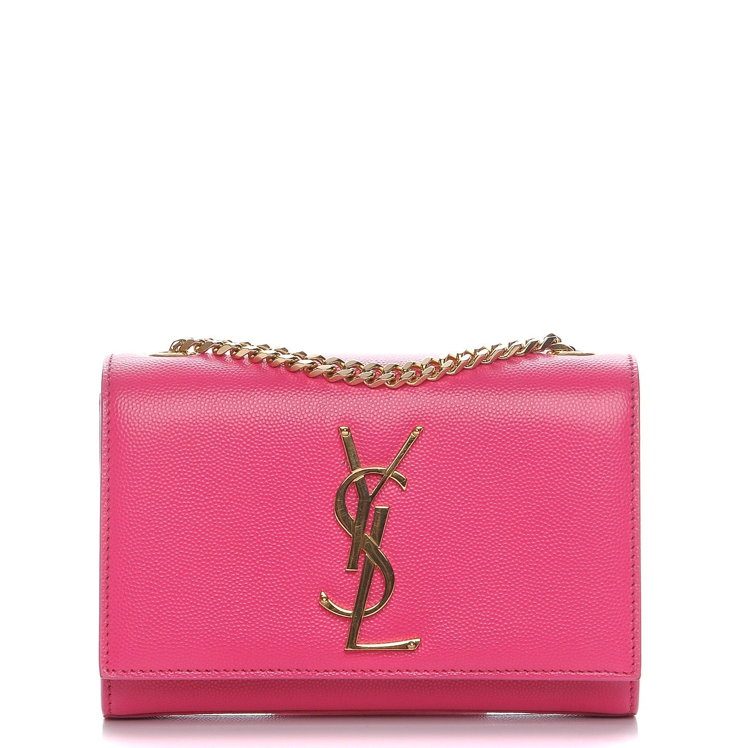Saint Laurent Grain De Poudre Small Monogram Kate Satchel Fuchsia 1 of 9