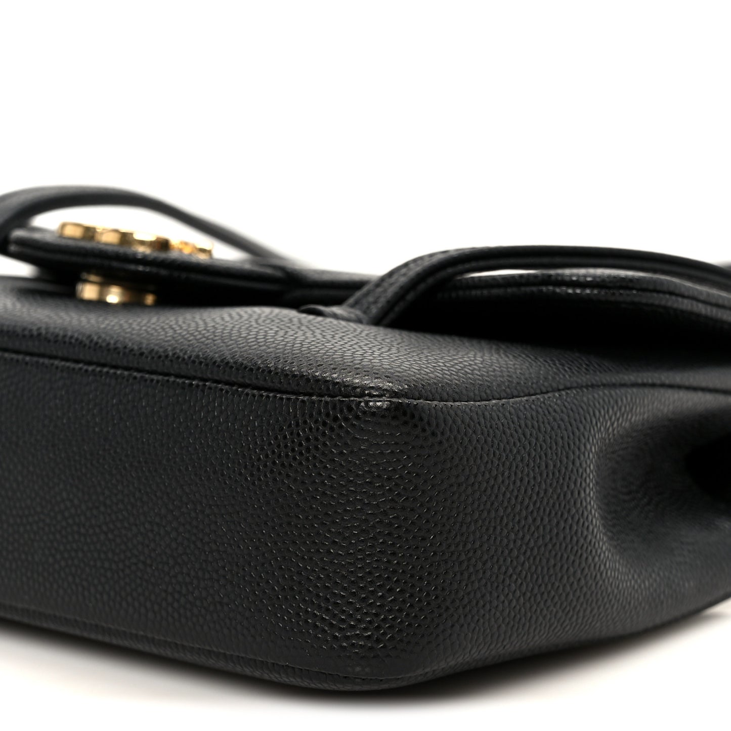 Shiny Caviar Mini Preppy Coco Shoulder Bag Black
