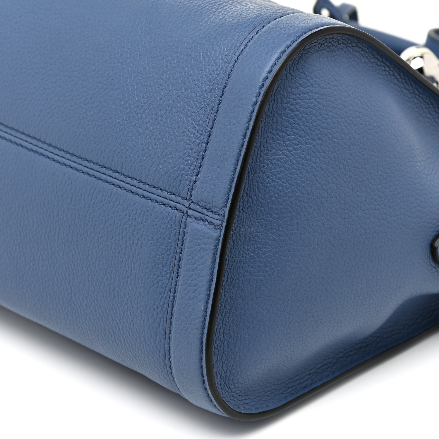Alexander McQueen Pebbled Calfskin Small Skull Padlock Zip Around Tote Blue 9 of 9