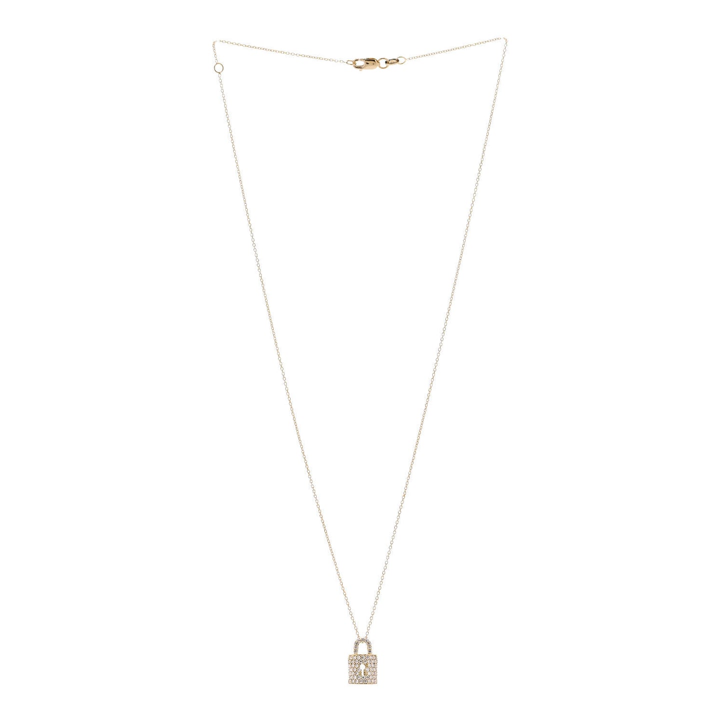 18K Yellow Gold Diamond Tiny Treasures Lock Pendant Necklace