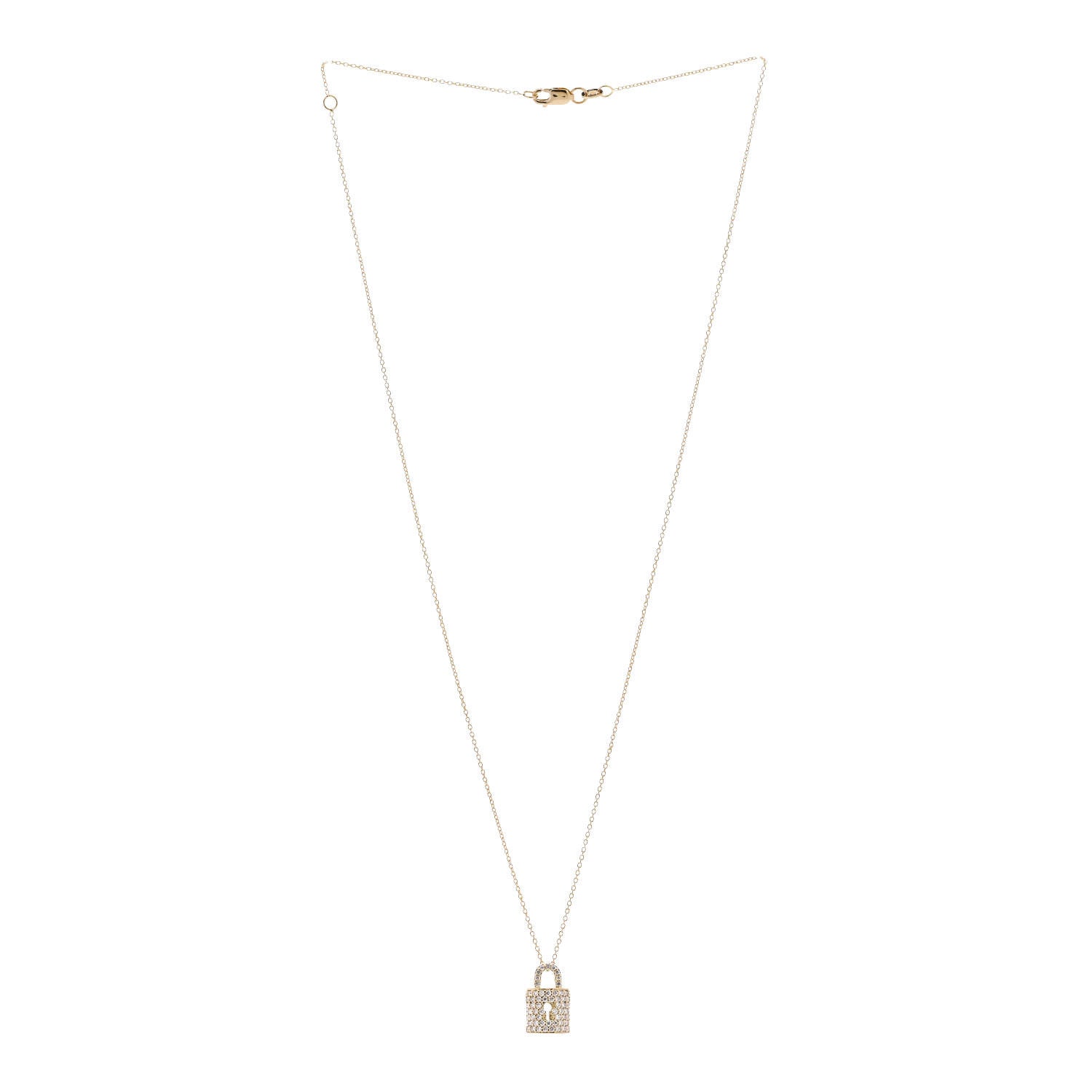 Roberto Coin 18K Yellow Gold Diamond Tiny Treasures Lock Pendant Necklace 3 of 5