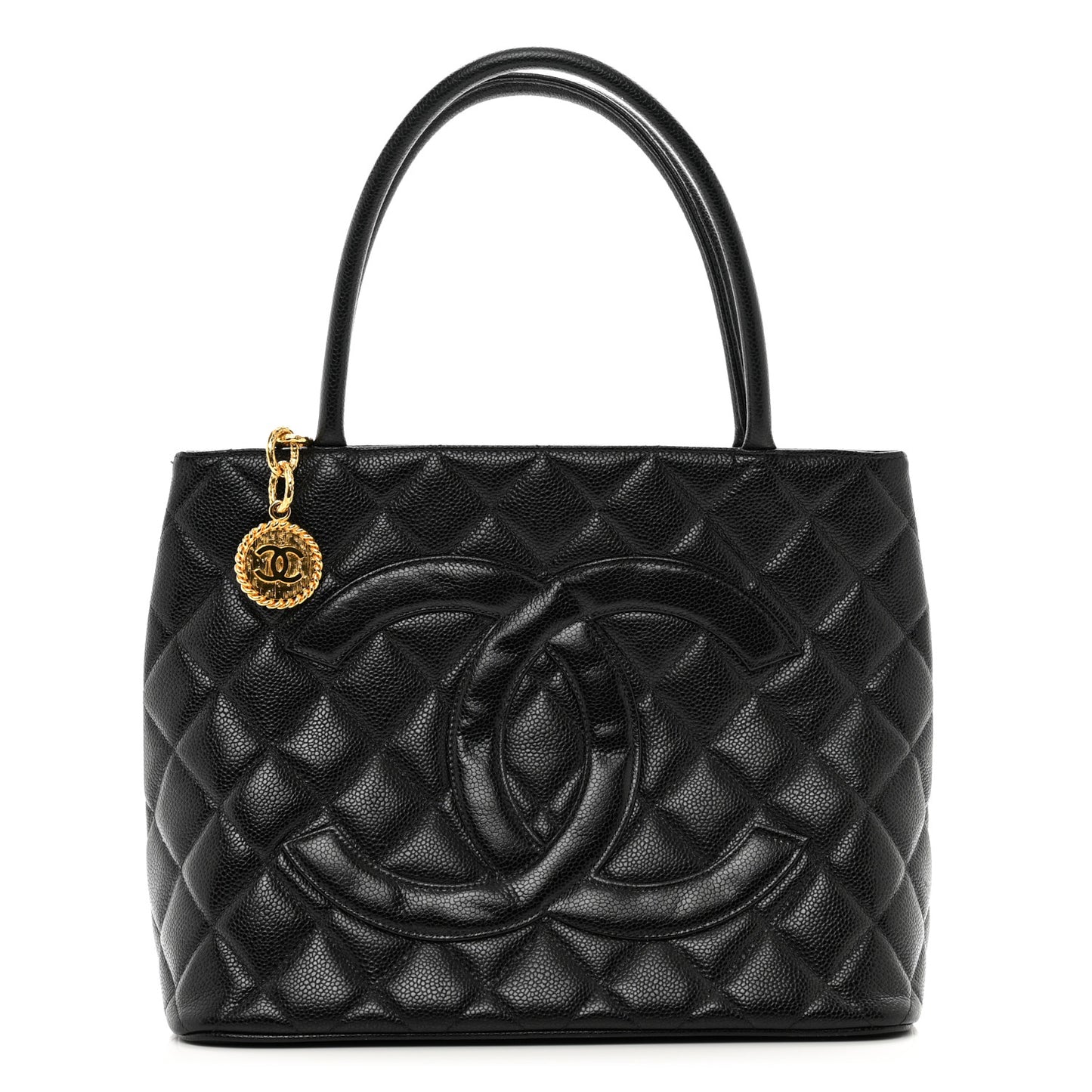 Caviar Quilted Medallion Tote Black